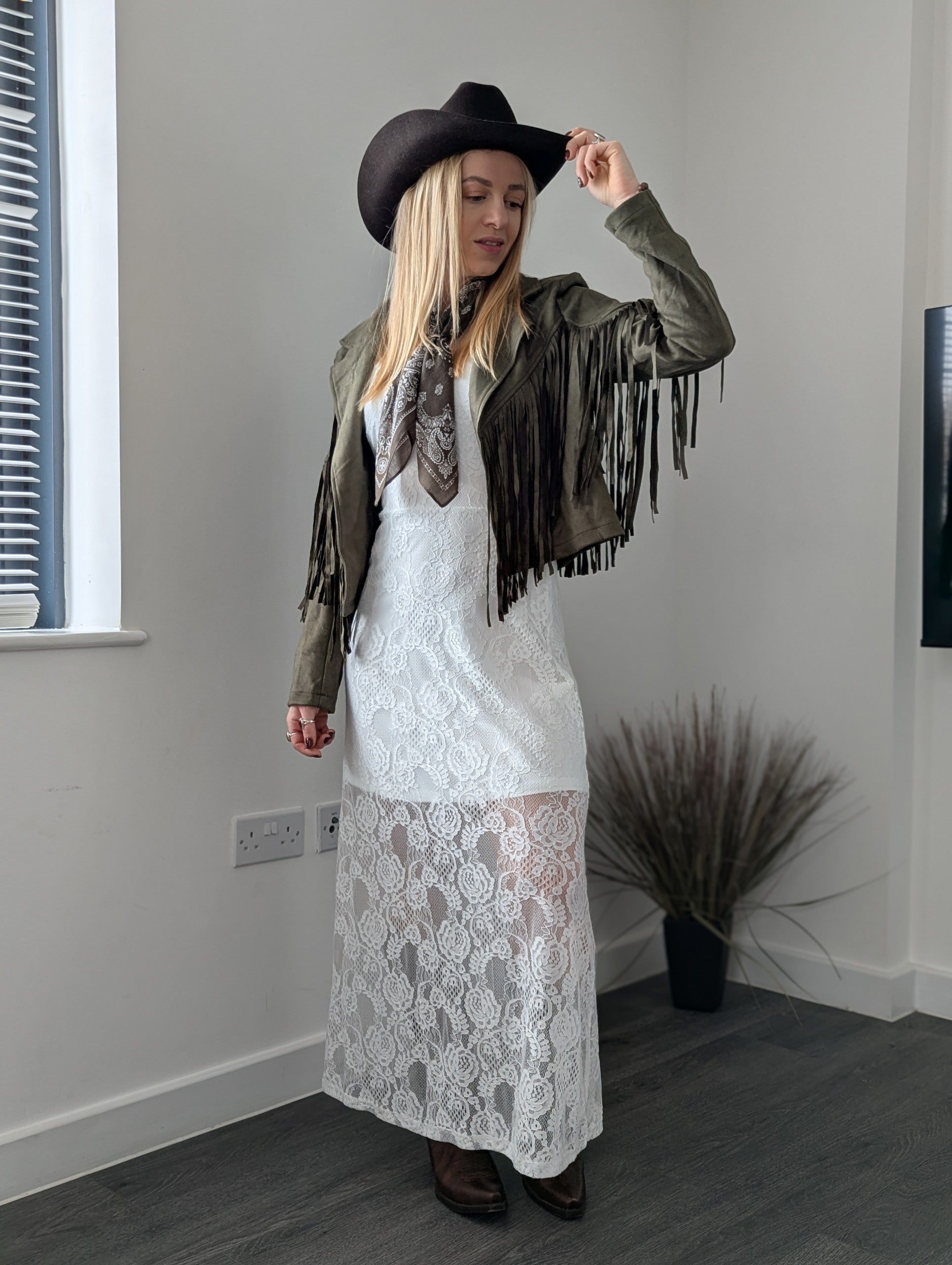 Khaki Fringe Jacket – Lavender Moon